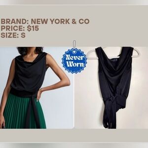 New York & Company | Black Cowl Neck Sleeveless Blouse | Size S